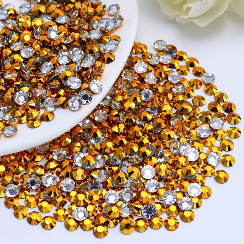Briskbloom 2000PCS 4mm Resin Flatback Rhinestone, Bright Gold Flatback Jelly Rhinestones for Crafts, Mugs, Bottles, Tumblers, Shoes, Loose Bling Glitter Diamond Resin Jelly AB Stone
